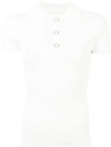 DION LEE DION LEE DENSITY EMBELLISHED BUTTON POLO - WHITE