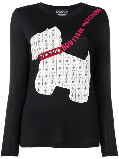 Boutique Moschino Scotty Dog T恤 In Black