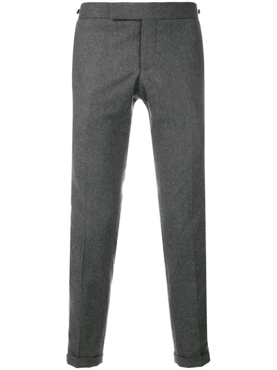 Thom Browne Seamed Elastic Stripe Skinny Wool Trouser In Grey