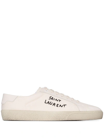 Saint Laurent Court Classic Lace-up Sneaker In Beige