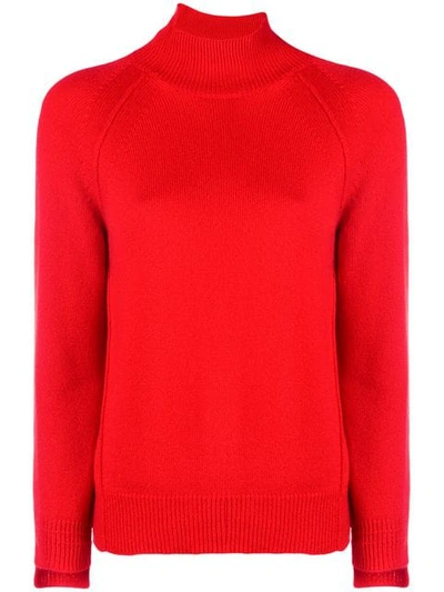 Helmut Lang Cashmere Raglan Turtleneck Sweater In Rosso