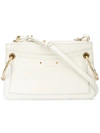 Chloé Roy Mini Leather/suede Double-zip Shoulder Bag In White