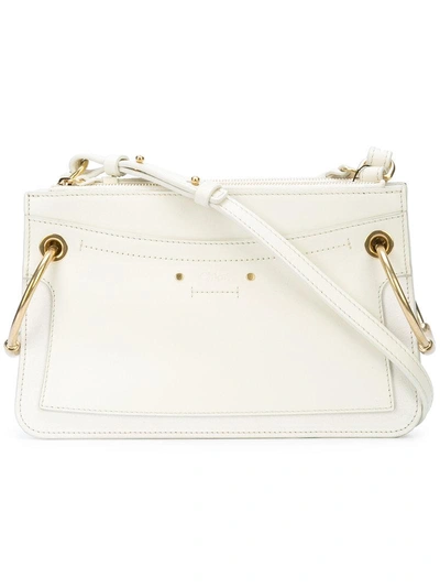 Chloé Roy Mini Leather/suede Double-zip Shoulder Bag In White