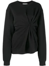 ACT N°1 ACT N°1 DRAPED FRONT SWEATSHIRT - BLACK