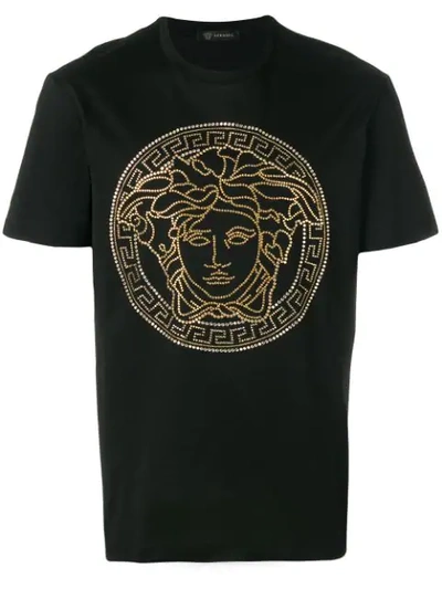 Versace Medusa Crystal-embellished T-shirt In Black