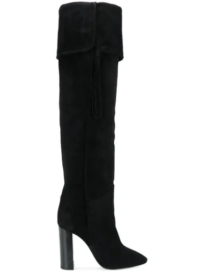 Saint Laurent Meurice Tassel-embellished Suede Boots In Black