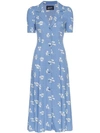 REFORMATION REFORMATION CLARICE FLORAL PRINT BUTTONED DRESS - BLUE