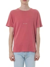 SAINT LAURENT DESTROYED RED JERSEY COTTON T-SHIRT,10662449