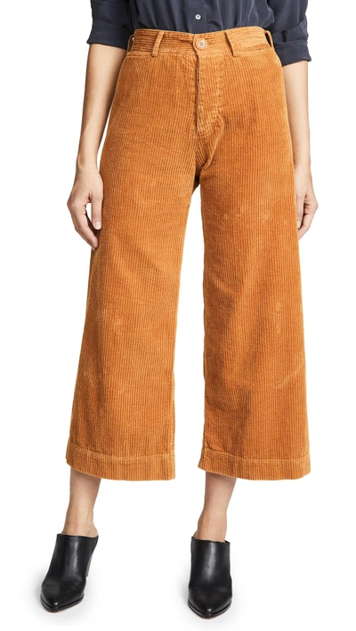 Emerson Thorpe Ryan Corduroy High Waisted Trousers In Tobacco
