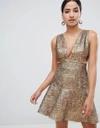 FOREVER UNIQUE METALLIC CUT OUT DRESS-GOLD,PF8512
