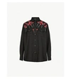 THE KOOPLES Floral-embroidered crepe shirt