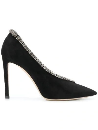 Jimmy Choo Lilian山羊绒面皮高跟鞋 In Black