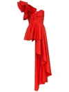 JOHANNA ORTIZ JOHANNA ORTIZ PASO DOBLE ASYMMETRIC RUFFLED TOP - RED