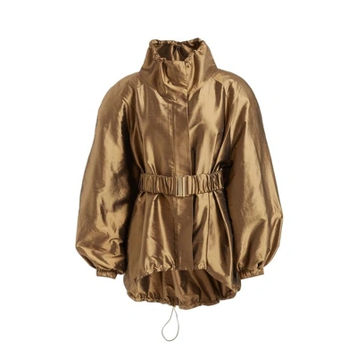 Wtr  Massine Gold Oversized Belted Silk Jacket