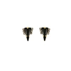 HALO & CO DISTRESSED BLACK CRYSTAL TRIANGLE EARRINGS IN ANTIQUE GOLD,2817054