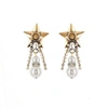 HALO & CO STARS AND PEARL DROP EARRINGS IN ANTIQUE GOLD TONE,2817051