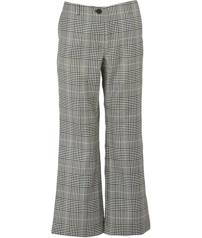Aalto Cropped Check Trousers In Light Grey