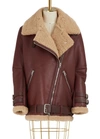 Acne Studios Velocite Shearling-lined Leather Jacket In Burgundy/beige
