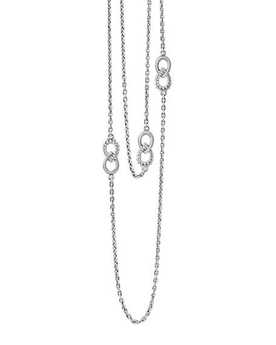 Lagos Sterling Silver Signature Caviar Fluted Station Necklace, 32