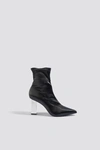 NA-KD Metallic Block Heel Sock Boots Black