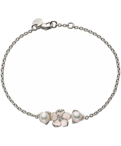 Shaun Leane Silver Cherry Blossom Single Diamond And Pearl Bracelet
