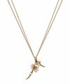 SHAUN LEANE ROSE GOLD PLATED VERMEIL SILVER DIAMOND AND PEARL CHERRY BLOSSOM BRANCH PENDANT NECKLACE,000602541