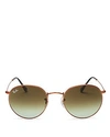 Ray Ban Ray-ban Unisex Gradient Round Sunglasses, 53mm In Bronze Copper/green Gradient