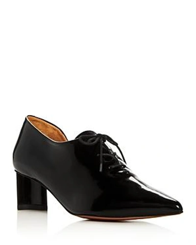 Clergerie Dressing Gownrt  Women's Suzanne Leather Pointed Toe Mid-heel Oxfords In Black