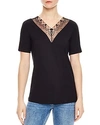 SANDRO COQUELICOT LACE-INSET TOP,T11290H