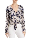 BARDOT TULLY RUFFLED FLORAL TIE-FRONT TOP,39939TB3