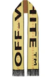 Off-white Logo-intarsia Wool Knit Oversized Scarf In Yellow