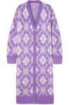 MIU MIU OVERSIZED ARGYLE MOHAIR-BLEND CARDIGAN