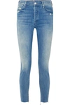 MOTHER THE STUNNER DISTRESSED HIGH-RISE SKINNY JEANS