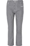OFF-WHITE CROPPED STRIPED HIGH-RISE STRAIGHT-LEG JEANS