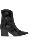 TIBI FELIX PATENT-TRIMMED LEATHER ANKLE BOOTS