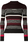 PROENZA SCHOULER RIBBED STRIPED WOOL, SILK AND CASHMERE-BLEND SWEATER