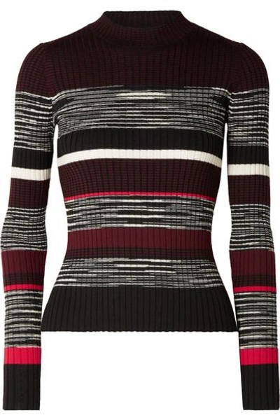 Proenza Schouler Ribbed Striped Wool, Silk And Cashmere-blend Jumper In Black,red,stripes