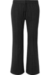 ALEXANDER MCQUEEN CROPPED PINSTRIPED WOOL-BLEND FLARED PANTS