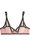 AGENT PROVOCATEUR JOAN TULLE-TRIMMED MICROFIBER UNDERWIRED BRA