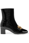 GUCCI Logo-embellished patent-leather ankle boots