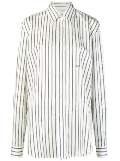 Off-white Striped Cotton-poplin Shirt In Blk & Wht