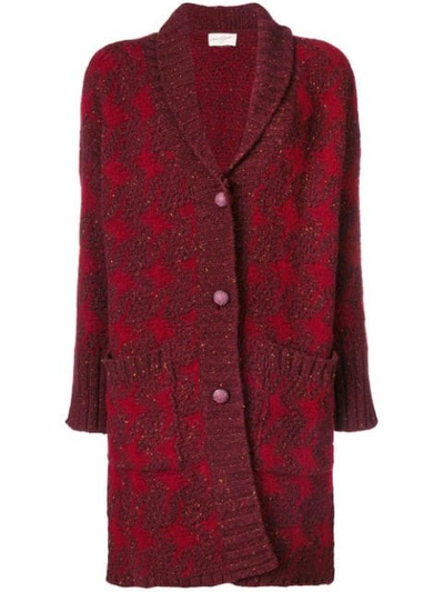 Antonia Zander Long Buttoned Cardigan In Red