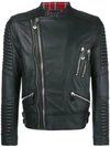 PHILIPP PLEIN TARTAN TRIM BIKER JACKET