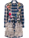 5 PROGRESS 5 PROGRESS EMBROIDERED TIERED CHECKED SHIRT DRESS - BLUE