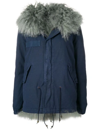 Mr & Mrs Italy Trimmed Hooded Parka In Blue