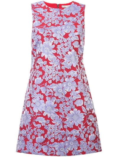 Alice And Olivia Coley Sleeveless Floral Mini Dress In Red ,multicolour