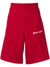PALM ANGELS PALM ANGELS CONTRASTING LOGO SHORTS - RED