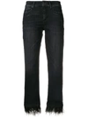 CAMBIO CAMBIO FEATHER HEM CROPPED JEANS - BLACK