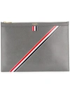 THOM BROWNE THOM BROWNE DIAGONAL INTARSIA STRIPE LEATHER MEDIUM DOCUMENT HOLDER - GREY