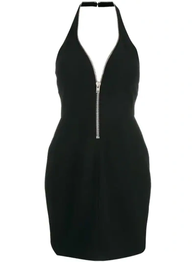 Alexander Wang Zip Detail Halter Mini Dress In Black
